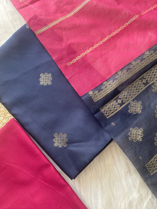 ASS15- Kolam: Navyblue with pink