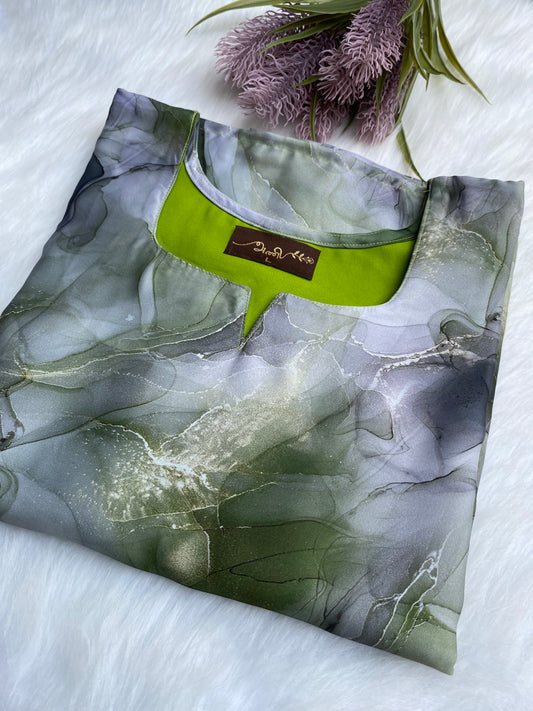 AK142 - Marble printed modal silk kurti