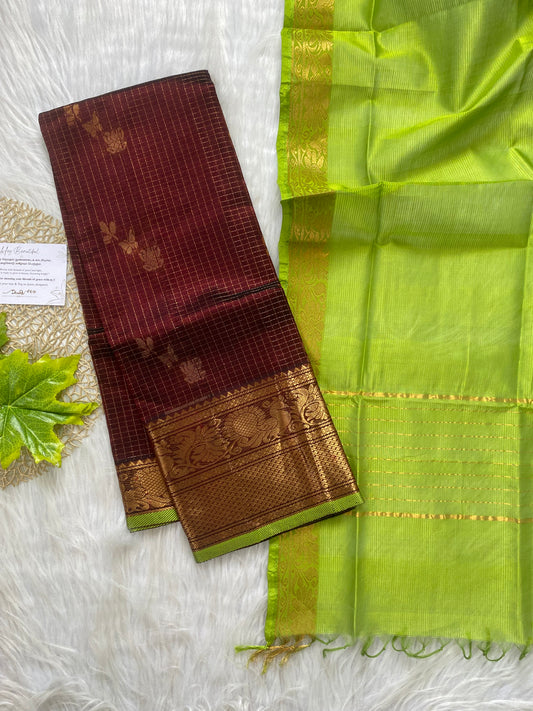 Vairam - AMS112 - Coffee brown top and dupatta set