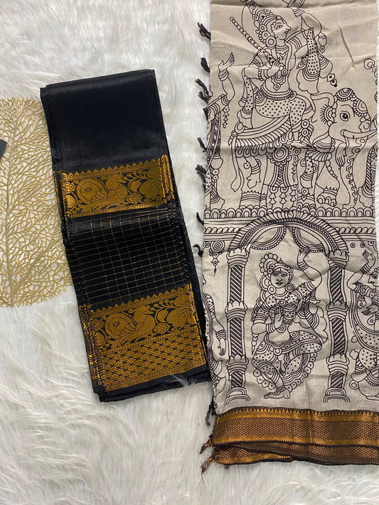 AMG107 - Mangalagiri silk top with chennuri silk dupatta