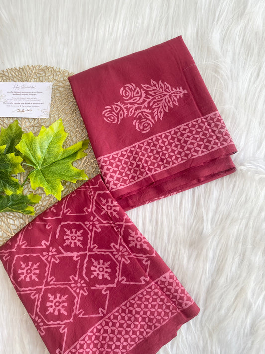 AC140-Cotton salwar with kota doria dupatta- Red