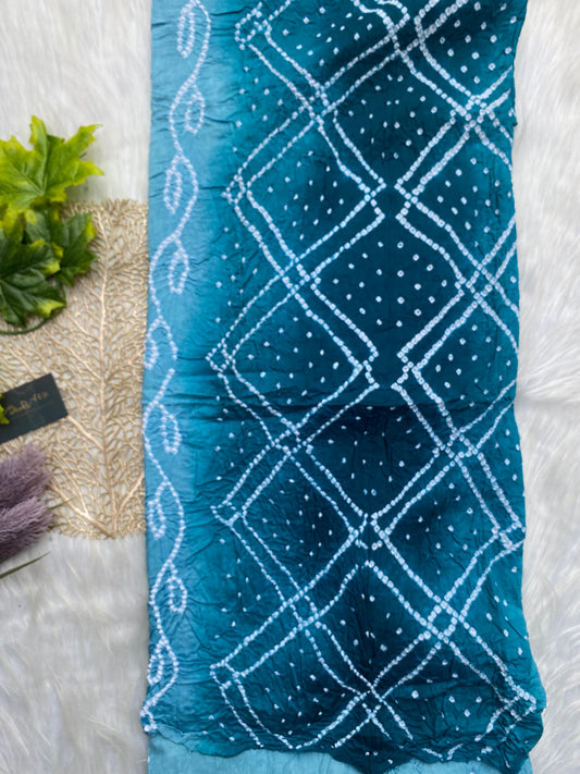 AC104- Hand tied bandhani cotton salwar- Ice blue