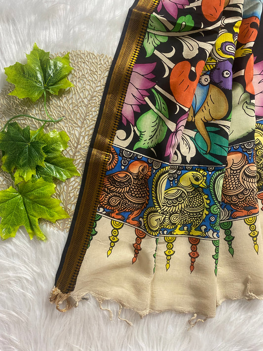 AD106 - Multi colour Pen Kalamkari dupatta