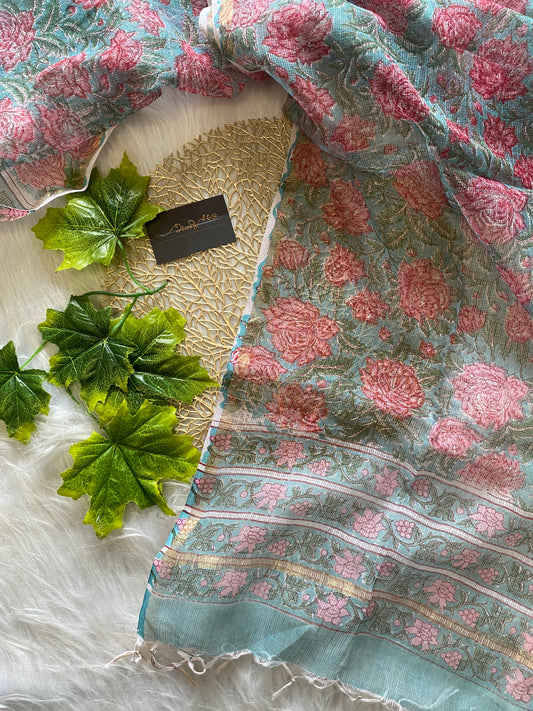 AD107 - Block printed kota doria dupatta