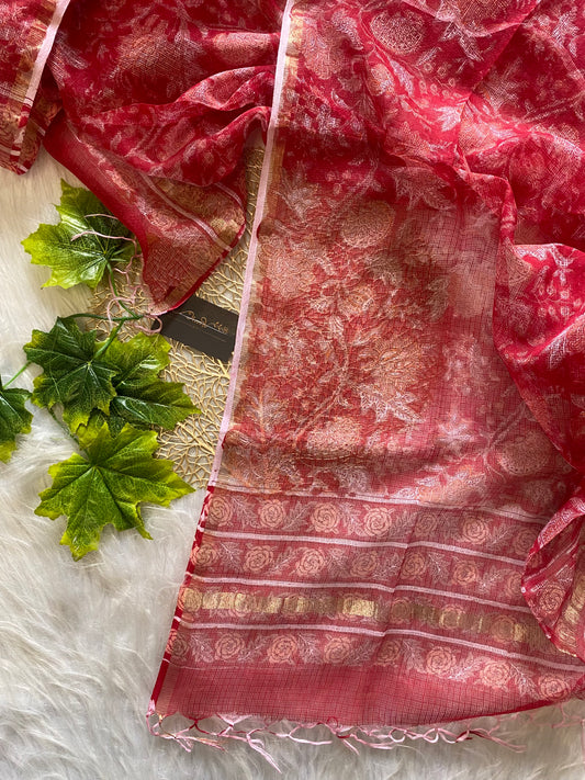 AD111 - Block printed kota doria dupatta