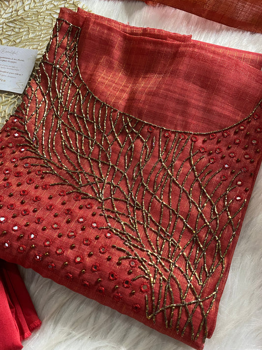 AT104 - Red Tissue Salwar