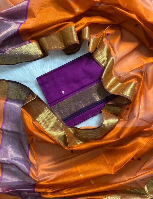 AMS101 - Purple With Orange Maheshwari Salwar