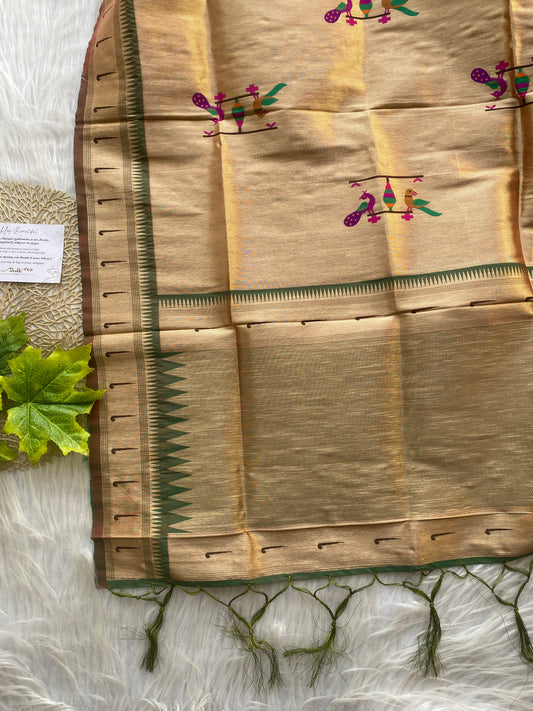 AD124- Golden paithani dupatta
