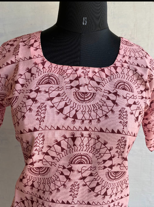AK131 - Capsule cotton kurti - Pink