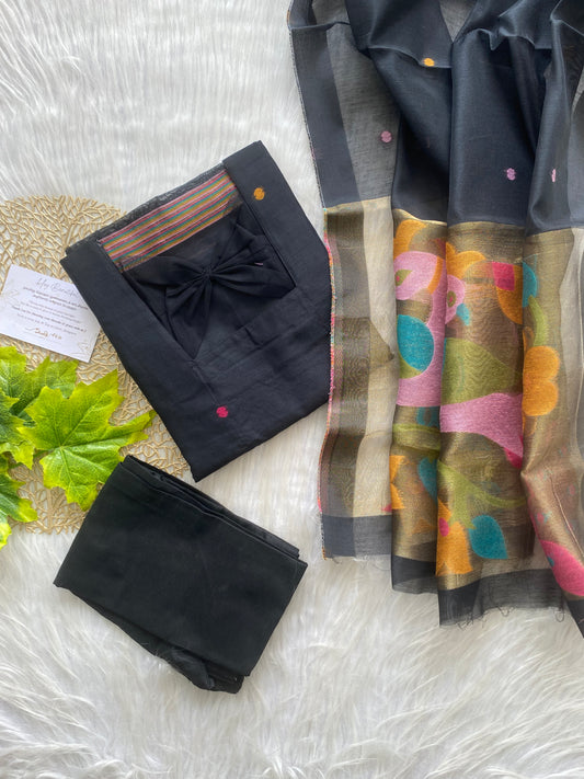 AL111- Sakthi - Munga Cotton Black
