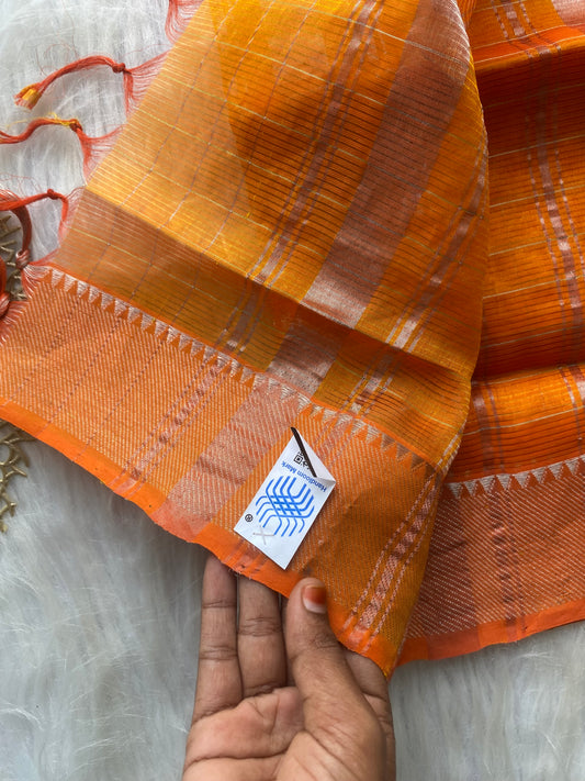 AD111 - Orange Handloom Mangalagiri silk dupatta