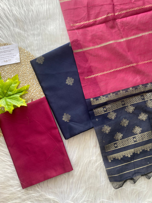 ASS15- Kolam: Navyblue with pink