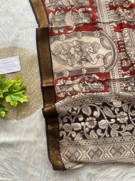 AD113 -  Chennuri silk dupatta - Brick red