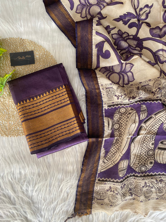 AMG108 - Purple Mangalagiri Salwar with dupatta