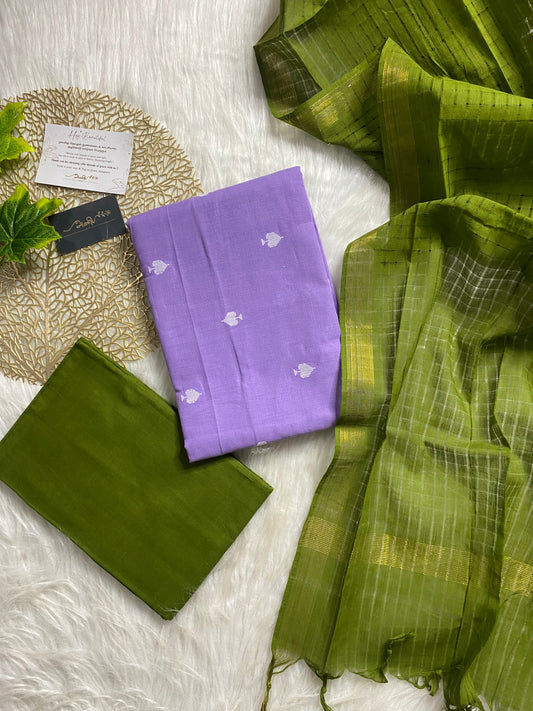 AC110- Cotton salwar with heartin motif- lavender