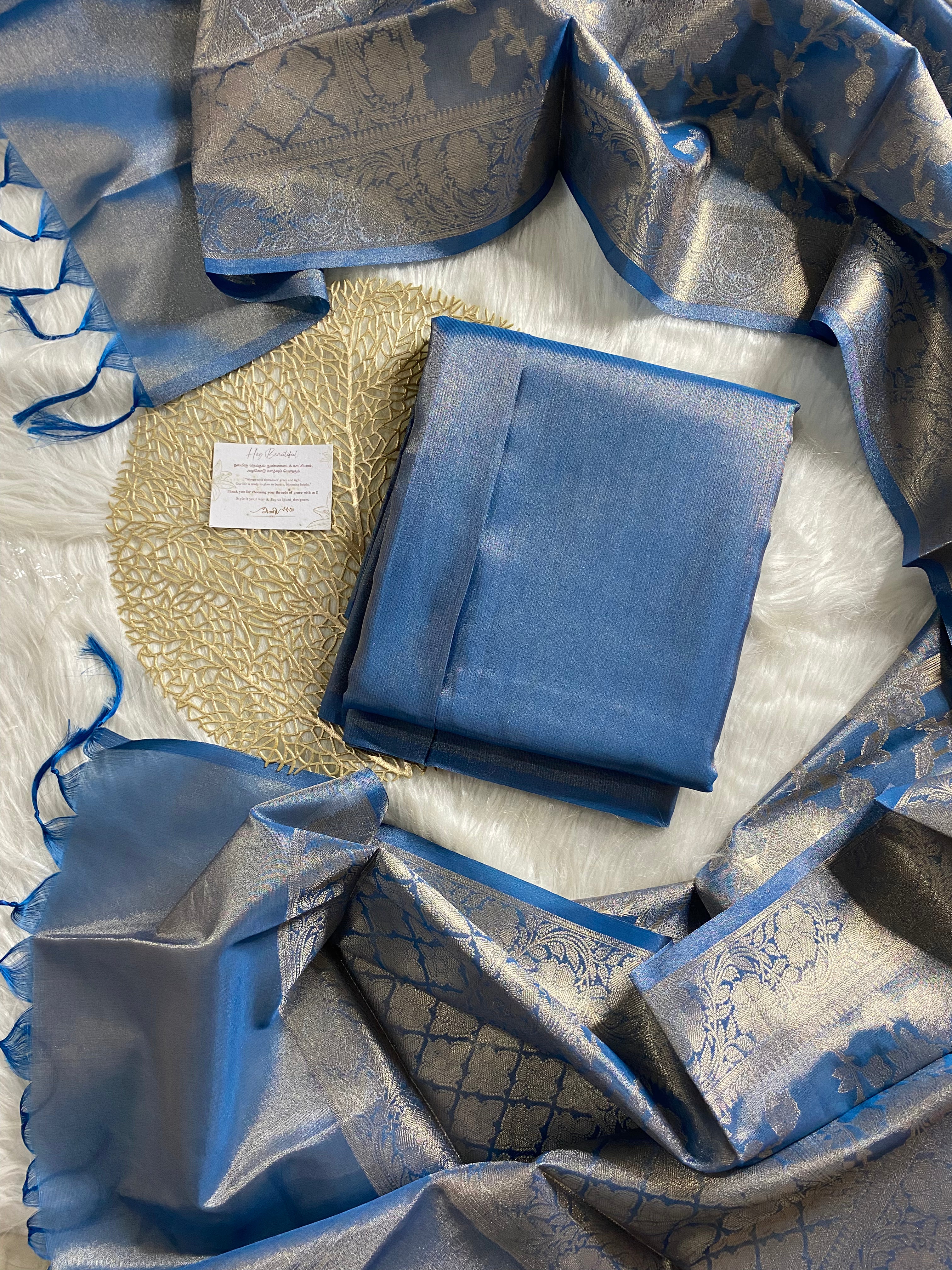 AT106 - Blue tissue salwar with dupatta – anidesignerhouse