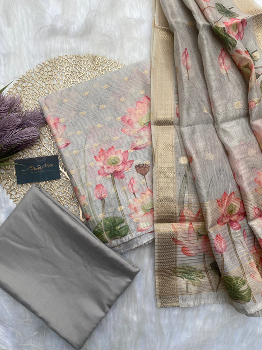 AT108 - Beige tissue with lotus printed