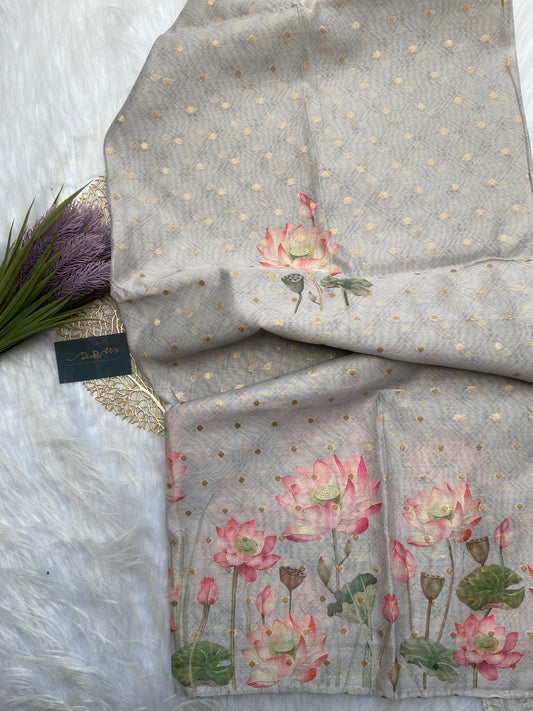 AT108 - Beige tissue with lotus printed