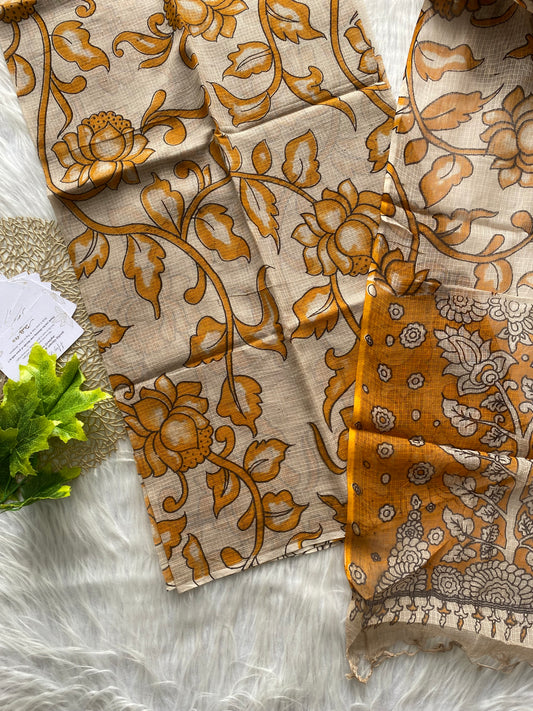 AKD146 - Kalamkari Kota doria - Cream colour
