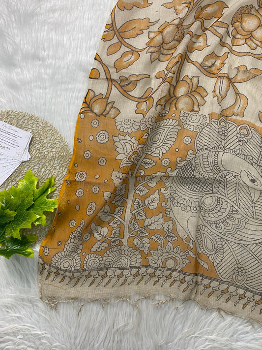 AKD146 - Kalamkari Kota doria - Cream colour