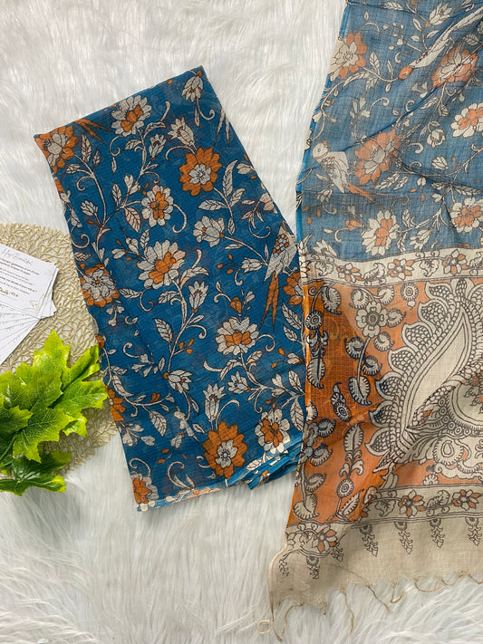 AKD148 - Kalamkari Kota doria - Blue