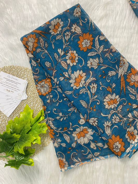 AKD148 - Kalamkari Kota doria - Blue