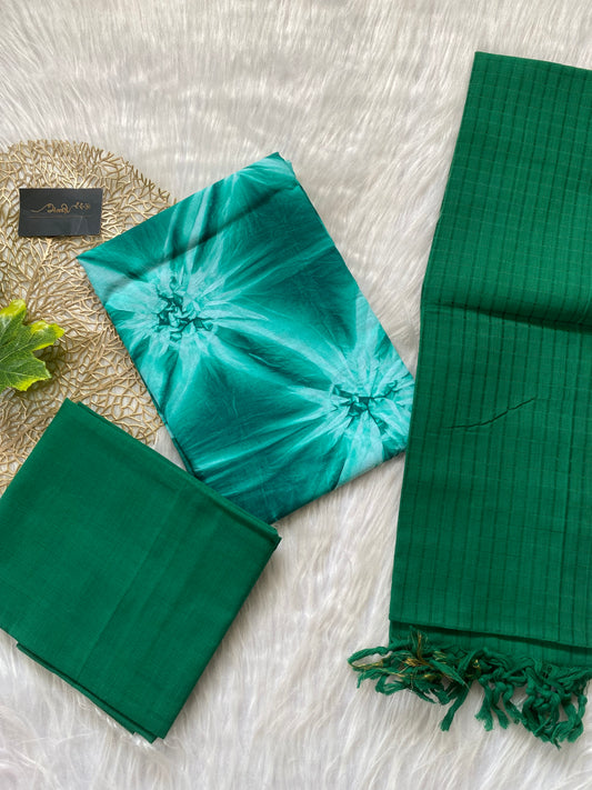 AC124- Green Cotton salwar with Shibori design