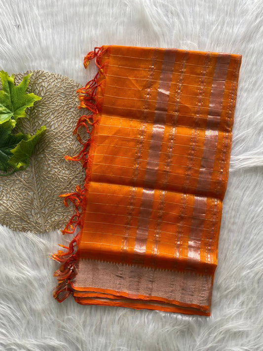 AD111 - Orange Handloom Mangalagiri silk dupatta