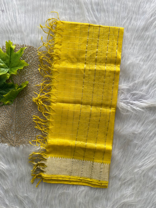 AD112 - Yellow Handloom Mangalagiri silk dupatta
