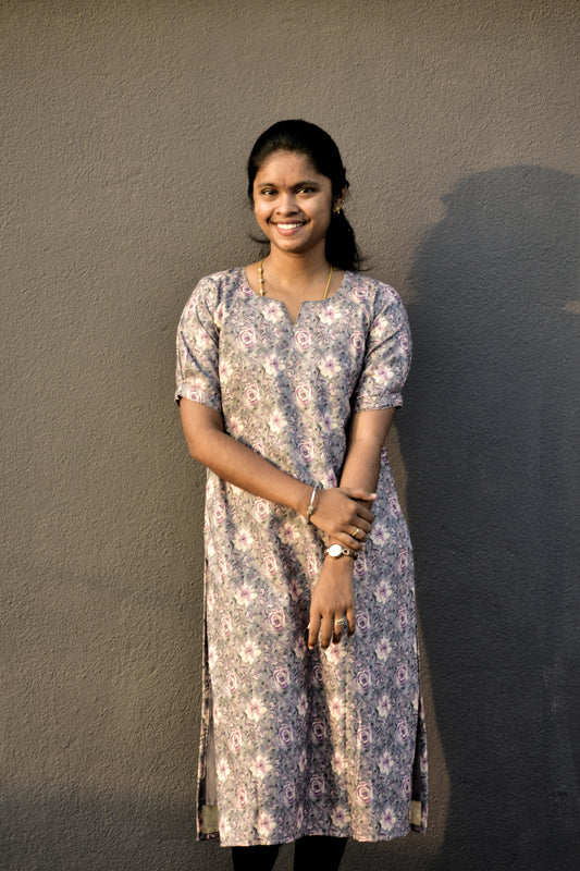 AK119 - Khadi cotton kurti  - Grey