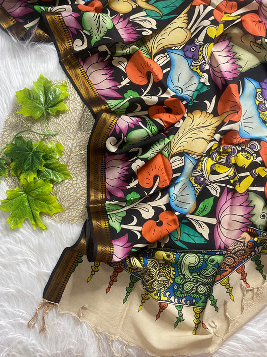 AD106 - Multi colour Pen Kalamkari dupatta