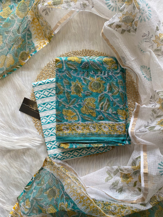 AKD105 - Kota doria - Teal Floral