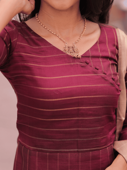 AMS105 - Maroon Maheshwai with Stripes