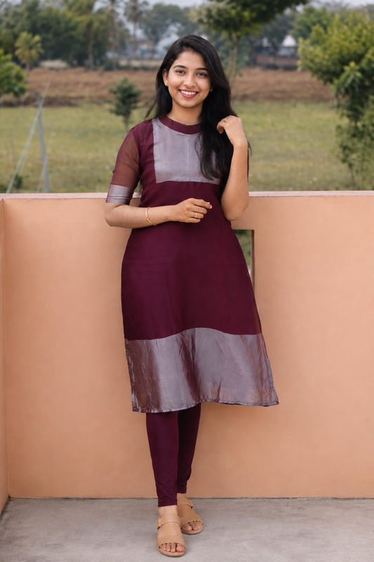 AK138 - Bloom - Georgette wine kurti